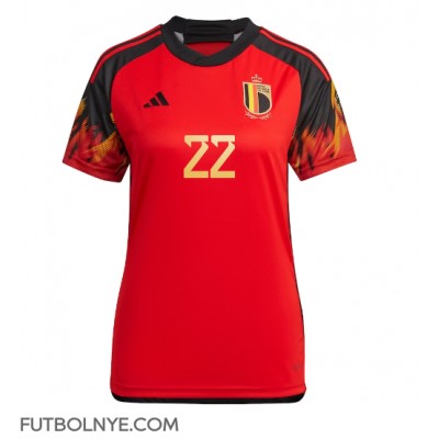Camiseta Bélgica Charles De Ketelaere #22 Primera Equipación para mujer Mundial 2022 manga corta
